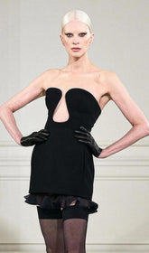 TRÄGERLOSES BANDAGE-MINIKLEID IN SCHWARZ
